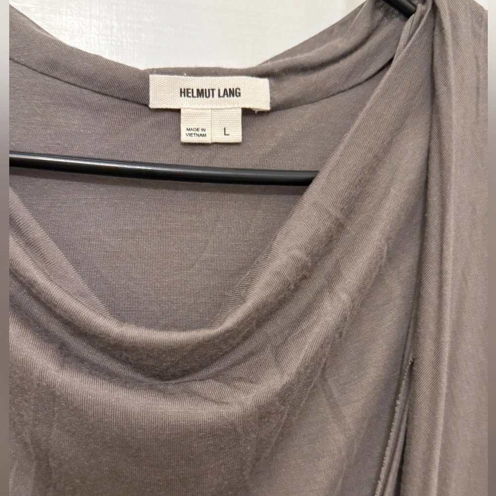 HELMUT LANG Women’s Dark Gray Cowl Neck Cap Sleeve Draped Maxi Dress Size L - Picture 3 of 8